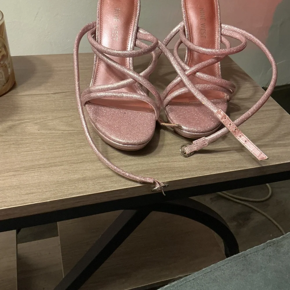 Nine West Shimmering Pink Strappy Heels